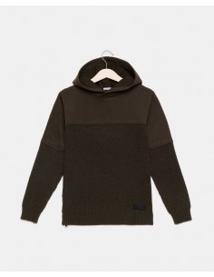 felpa con inserti in maglia