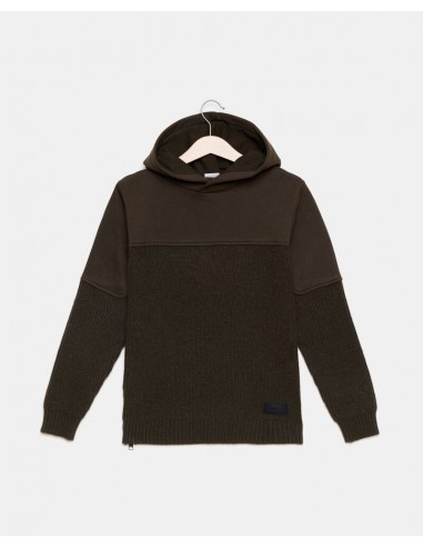 felpa con inserti in maglia