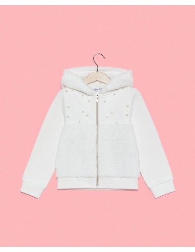 felpa con inserti in ecopelliccia