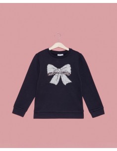 felpa con fiocco in paiette