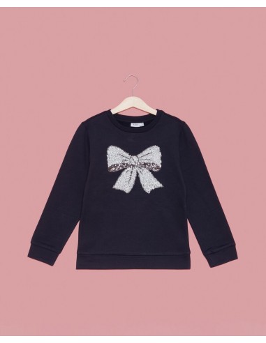 felpa con fiocco in paiette