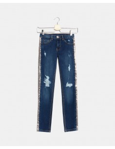 jeans con bande in strass