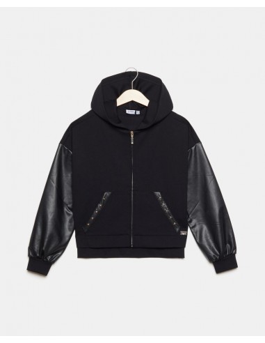 felpa con maniche ecopelle