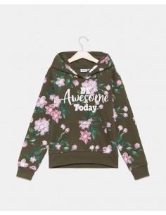felpa fiori con cappuccio