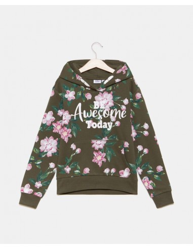 felpa fiori con cappuccio