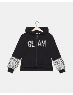 felpa con maniche in pelliccia