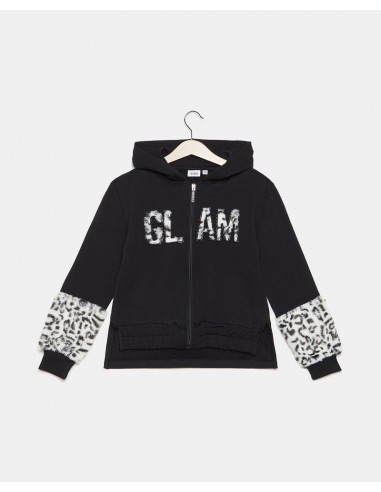 felpa con maniche in pelliccia